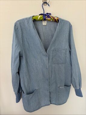 Vintage Cherokee cotton shirt/jacket, 3pockets, tie in back, lite wash, size M